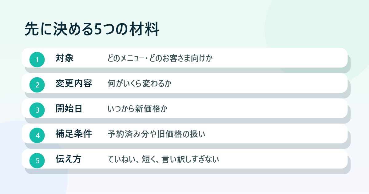 値上げのお知らせ文をAIに渡す前に整理する5項目